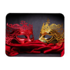 Decorated masquerade mask on red velvet