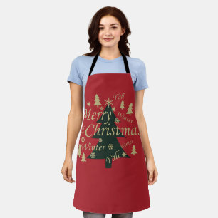 Decorated Modern Farm Fresh Christmas Pine Trees Apron