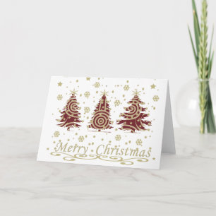 Decorated Modern Holiday Christmas pine trees Card