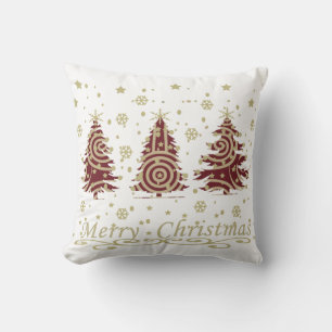 Decorated modern holiday christmas pine trees cushion