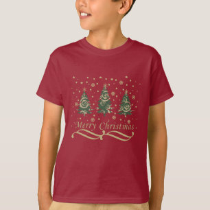 Decorated modern merry christmas pine trees T-Shirt