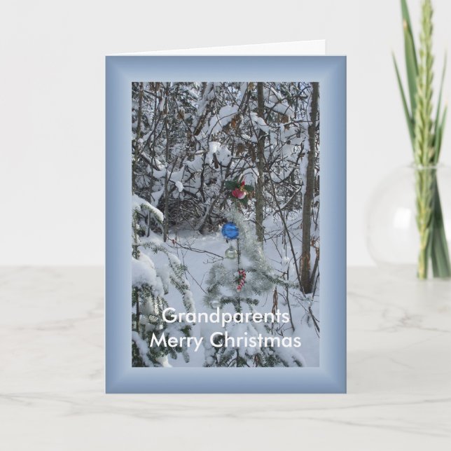 Decorated Outdoor Christmas Tree-Grandparents Holiday Card (Front)