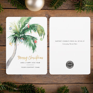 Decorated Palm Tree Business Logo Christmas Holiday Card