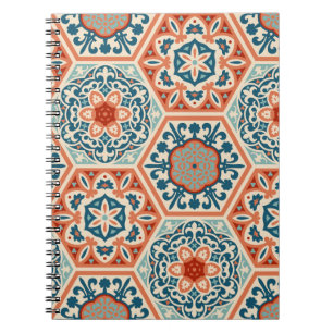 Decorated patterned hexagon cement ceramic tiles, notebook
