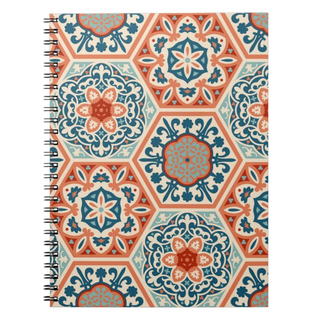 Decorated patterned hexagon cement ceramic tiles,  notebook (Front)