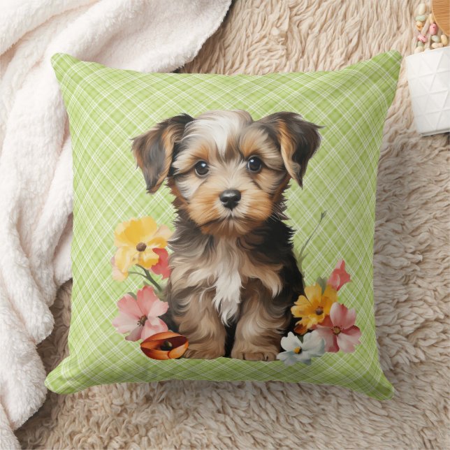 Decorated pillows with sweet dog & flowers 🌸 🐶 (Blanket)
