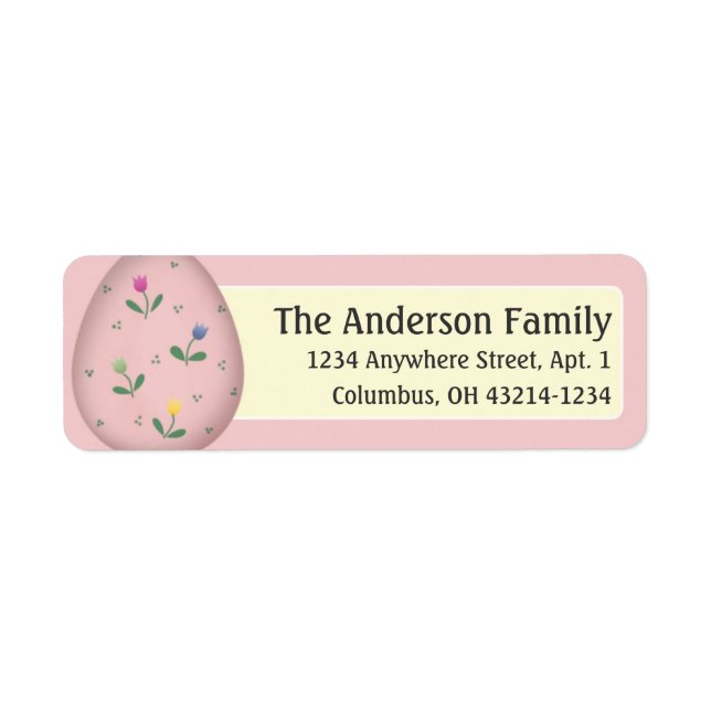 Decorated Pink Easter Egg d4 Address Labels (Front)