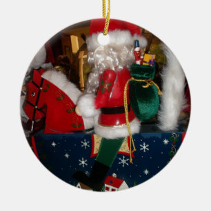 Decorated Santa Claus Christmas Art Print/Design Ceramic Tree Decoration