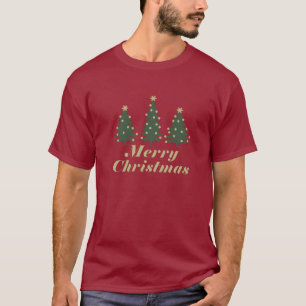 Decorated Simple Merry Christmas Pine Trees T-Shirt