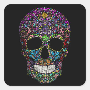 Decorated Skull Square Sticker