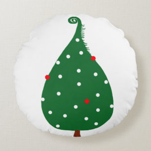 Decorated spruce christmas tree round cushion