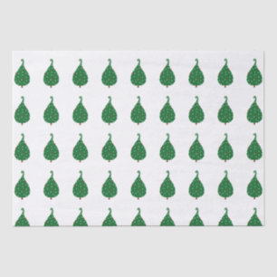 Decorated spruce christmas tree tissue paper