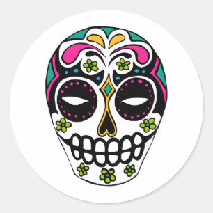Decorated Sugar Skull Classic Round Sticker