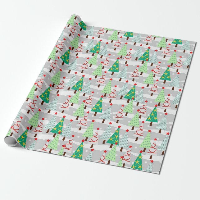 Decorated Trees Christmas Wrapping Paper  (Unrolled)