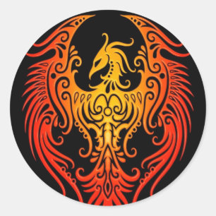 Decorated Tribal Phoenix Classic Round Sticker