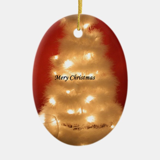 Decorated White Christmas Tree Collection Ceramic Tree Decoration (Front)