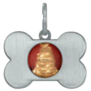 Decorated White Christmas Tree Collection Pet Name Tag