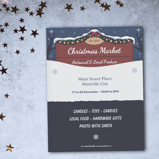 Decorated Wooden Sign - Christmas Market Flyer (Decorated Wooden Sign - Christmas Market Flyer)