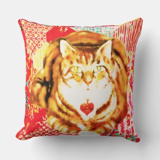 Decoratie Red Fabrics Orange Cat Throw Pillow