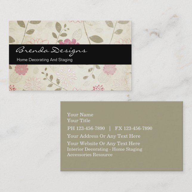 Decorating Business Cards Floral Style (Front/Back)