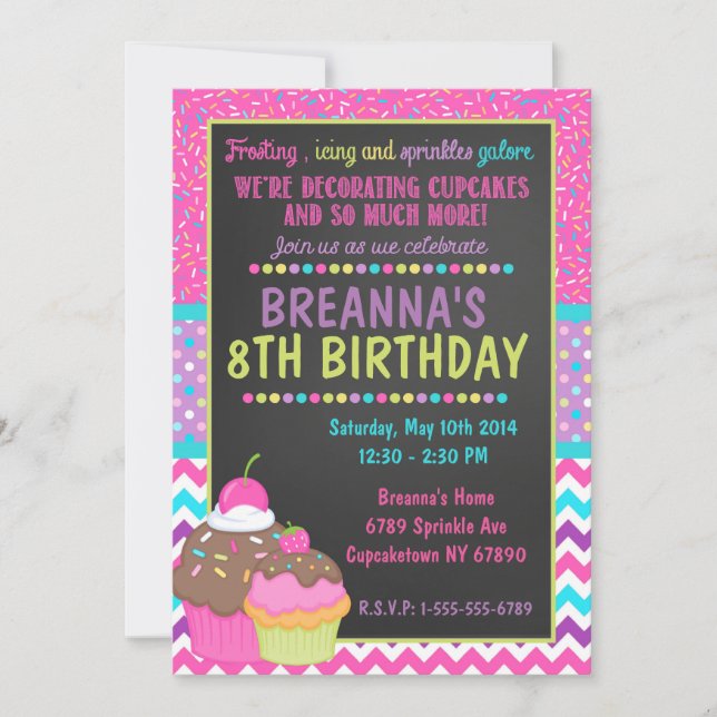 Decorating Cupcake Party Invitation (Front)