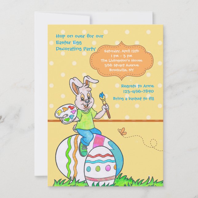 Decorating Easter Eggs Party Invitation (Front)