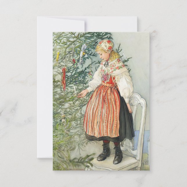 Decorating the Christmas Tree - Carl Larsson Card (Front)