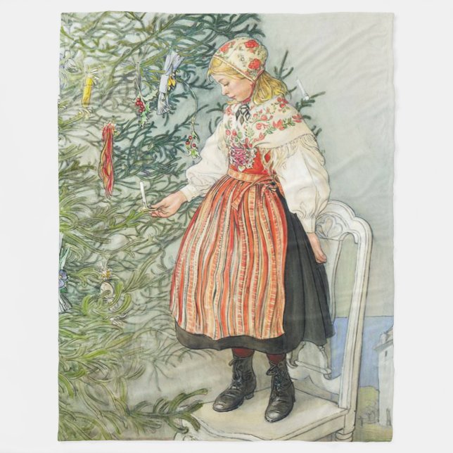 Decorating the Christmas Tree - Carl Larsson Fleece Blanket (Front)