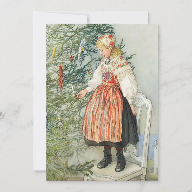 Decorating the Christmas Tree - Carl Larsson Holiday Card (Front)