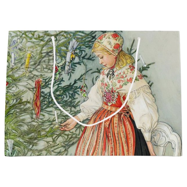 Decorating the Christmas Tree - Carl Larsson Large Gift Bag (Front)