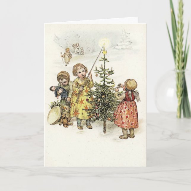 Decorating the Christmas tree Holiday Card (Front)