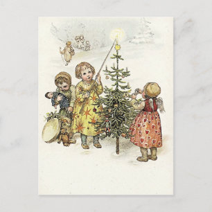 Decorating the Christmas tree Holiday Postcard