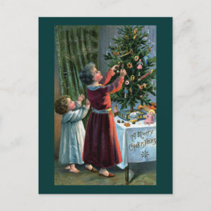 Decorating the Tabletop Tree Postcard