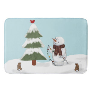 Decorating The Tree Snowman Bath Mat