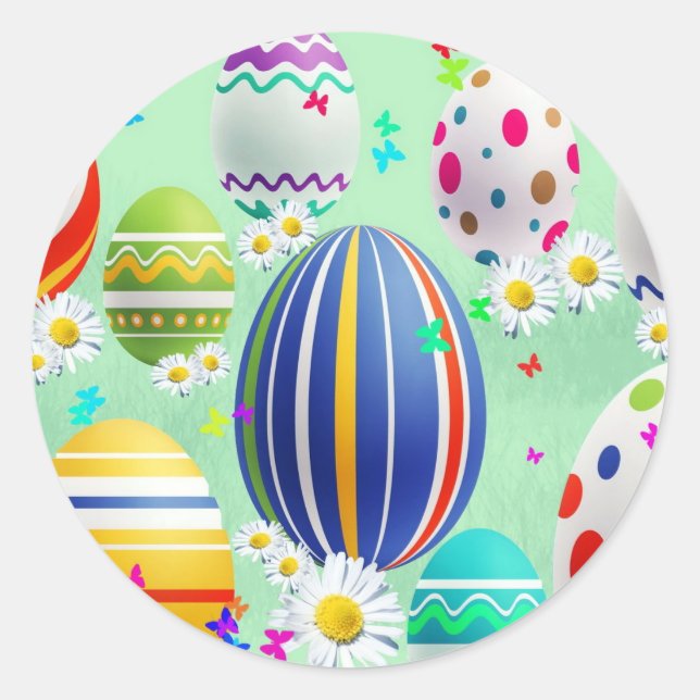 Decoration Easter Eggs Classic Round Sticker (Front)