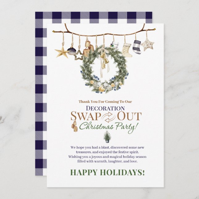 Decoration Swap Out Thank You And Christmas Card (Front/Back)