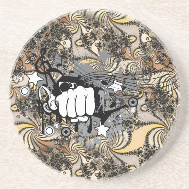 Decoration with fractal image and a fist  mouse ma coaster (Front)