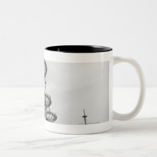 Decorations on poles B&W high section Two-Tone Coffee Mug