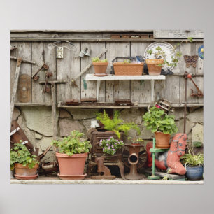 Decorations on wooden fence, Catalina Island,
