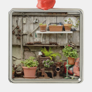 Decorations on wooden fence, Catalina Island,