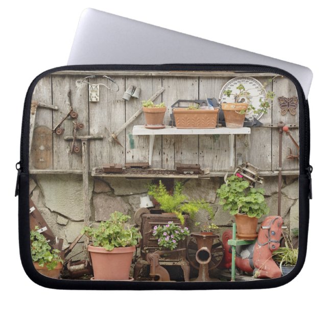 Decorations on wooden fence, Catalina Island, Laptop Sleeve (Front)