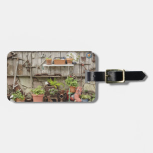 Decorations on wooden fence, Catalina Island, Luggage Tag