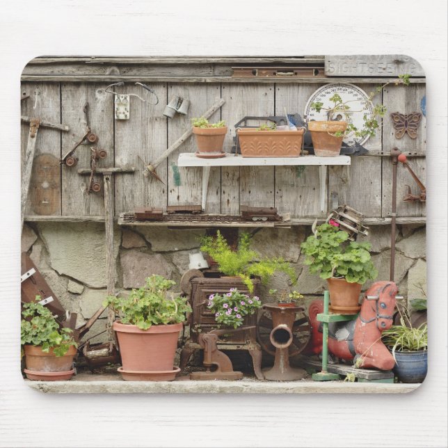 Decorations on wooden fence, Catalina Island, Mouse Pad (Front)