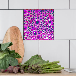 Decorative 4" tile gloss Bubble in magenta