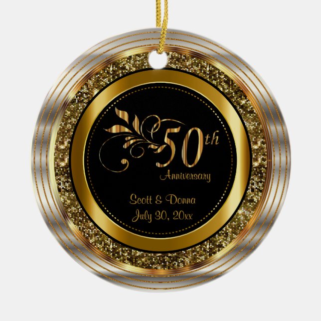 Decorative 50th Golden Anniversary Ceramic Ornament (Front)