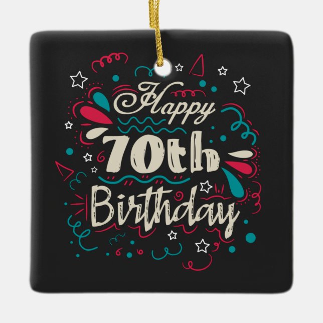 Decorative 70th Birthday Ceramic Ornament (Front)