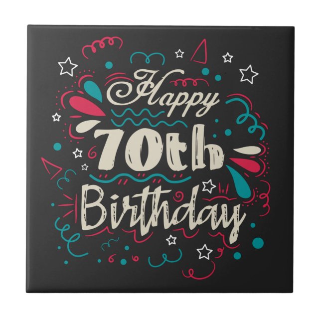 Decorative 70th Birthday Ceramic Tile (Front)