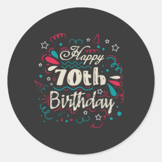 Decorative 70th Birthday Classic Round Sticker