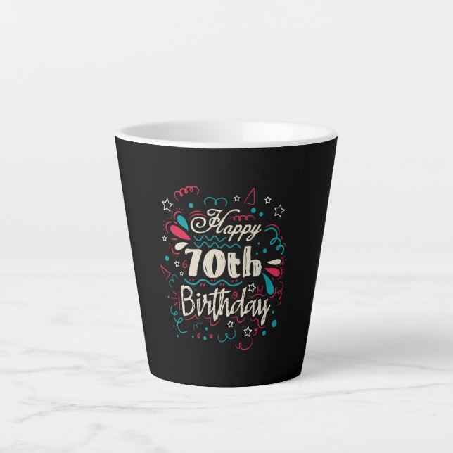 Decorative 70th Birthday Latte Mug (Front)