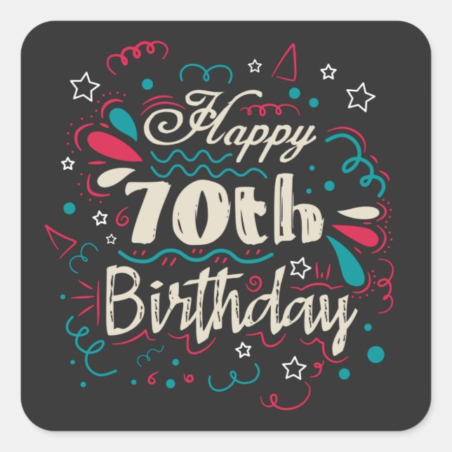 Decorative 70th Birthday Square Sticker (Front)